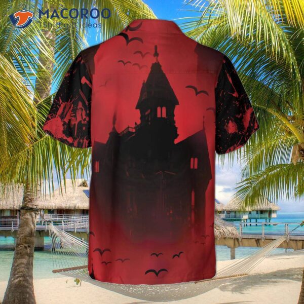 Scary Vampire Castle Halloween Hawaiian Shirt For , Black And Red Transylvania