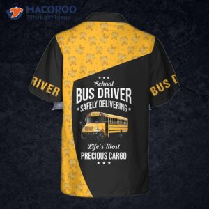 school bus driver safely delivering hawaiian shirt and black yellow for adults 1