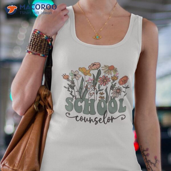 School Counselor Flower Groovy Retro Vintage Back To Shirt