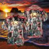 Scooter Skeleton Usa American Flag Independence Day 4th Of July Outfit Hawaiian Shirts
