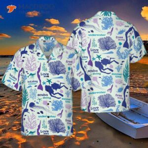 Scuba Diver And Sea Pattern V1 Hawaiian Shirt
