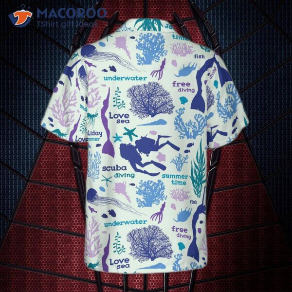 Scuba Diver And Sea Pattern V1 Hawaiian Shirt