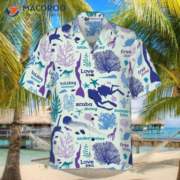 Scuba Diver And Sea Pattern V1 Hawaiian Shirt