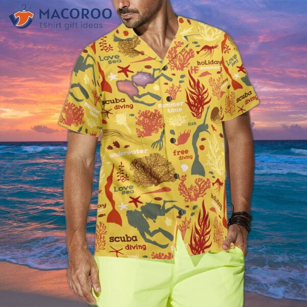 Scuba Diver And Sea Pattern V2 Hawaiian Shirt