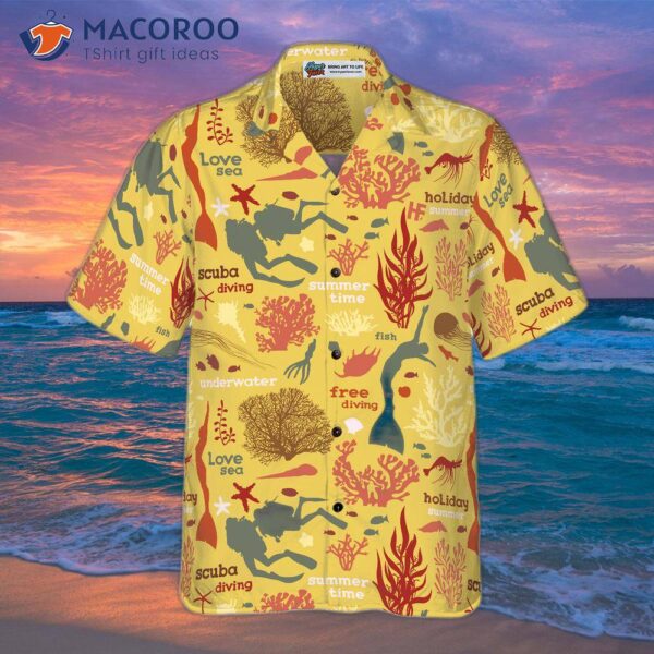 Scuba Diver And Sea Pattern V2 Hawaiian Shirt