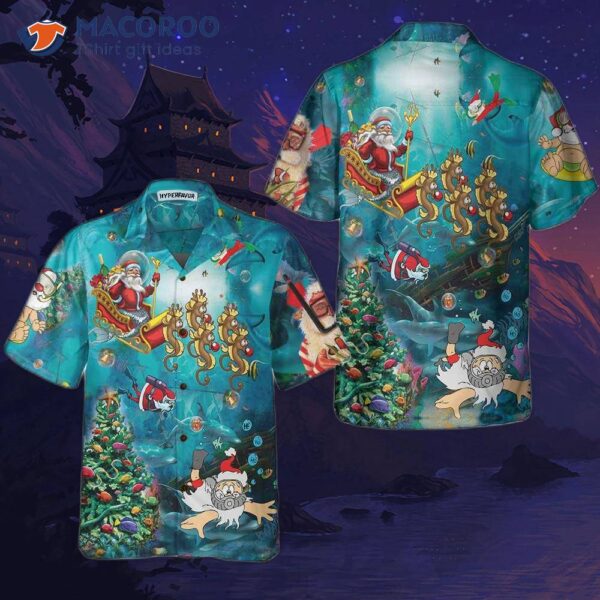 Scuba Diving Santa Claus Christmas Undersea Hawaiian Shirt, Unique Gift For