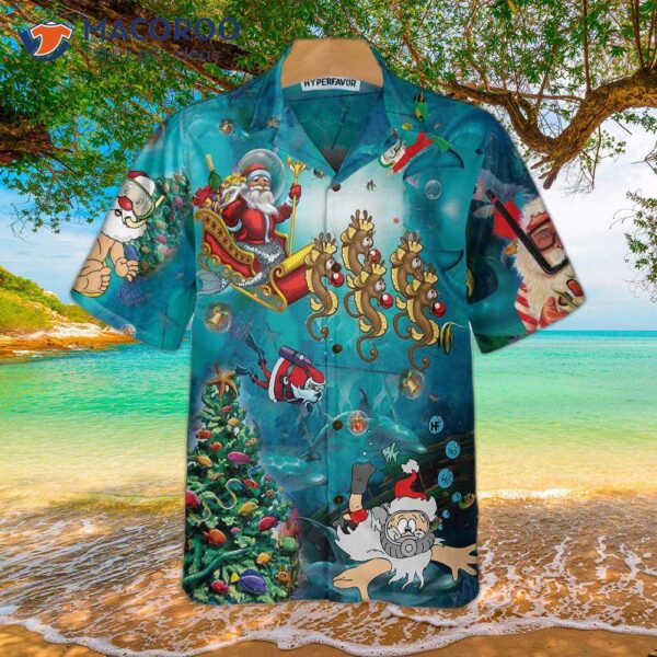 Scuba Diving Santa Claus Christmas Undersea Hawaiian Shirt, Unique Gift For