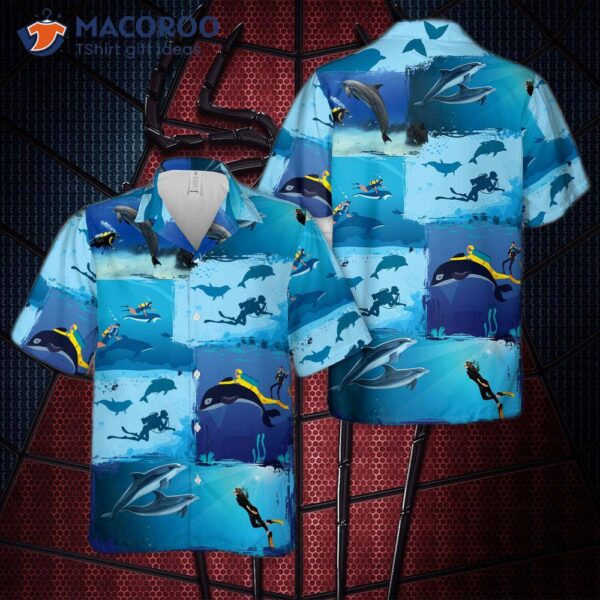 Scuba Diving With Dolphins Hawaiian Shirt