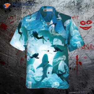 scuba diving with sharks hawaiian shirt 3
