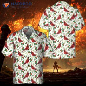 seamless christmas pattern red cardinal hawaiian shirt funny gift for 0