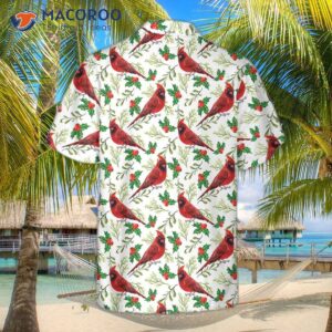 seamless christmas pattern red cardinal hawaiian shirt funny gift for 1