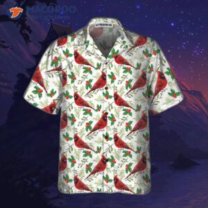 seamless christmas pattern red cardinal hawaiian shirt funny gift for 2