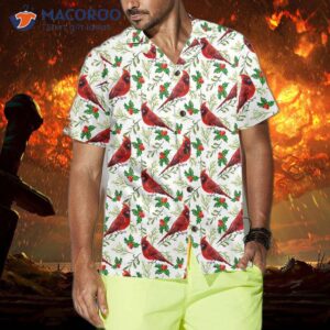seamless christmas pattern red cardinal hawaiian shirt funny gift for 3