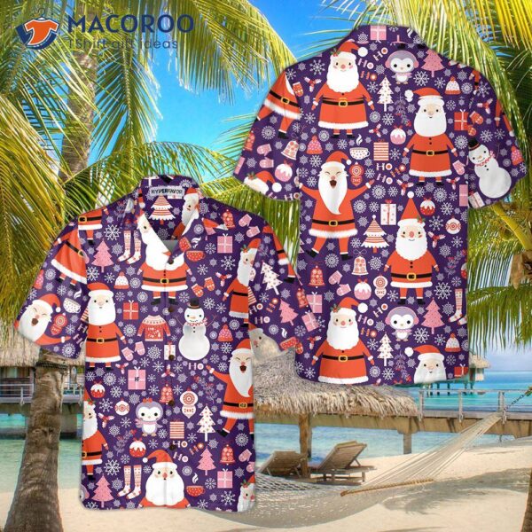 Seamless Christmas Pattern With Santa Claus Hawaiian Shirt, Funny Shirt