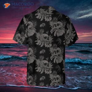 seamless gothic skull and butterfly goth s hawaiian shirt 2