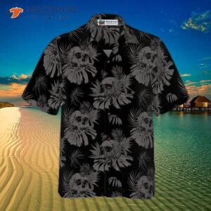 seamless gothic skull and butterfly goth s hawaiian shirt 3