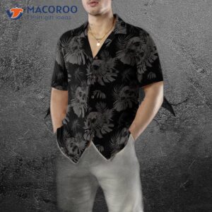 seamless gothic skull and butterfly goth s hawaiian shirt 4