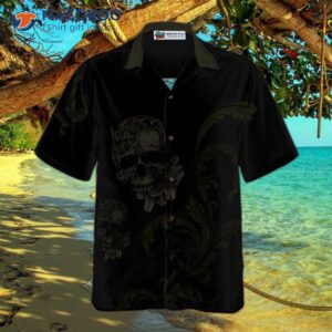 seamless gothic skull goth hawaiian shirt black shirt for 1