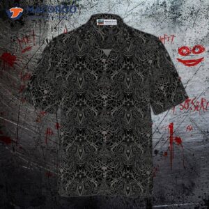 seamless gothic skull pattern hawaiian shirt 3