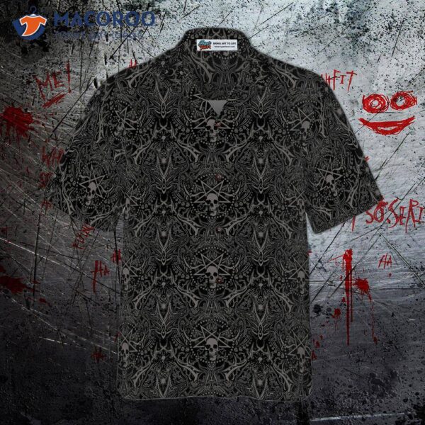 “seamless Gothic Skull Pattern Hawaiian Shirt”
