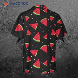 seamless hand drawn watermelon pattern hawaiian shirt black print shirt for amp 1
