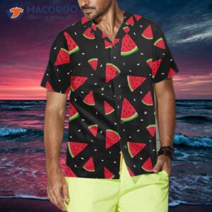 seamless hand drawn watermelon pattern hawaiian shirt black print shirt for amp 3