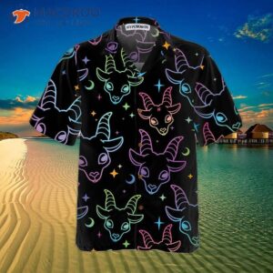 seamless multicolored goat heads hawaiian shirt funny shirt for 2