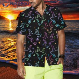 seamless multicolored goat heads hawaiian shirt funny shirt for 3