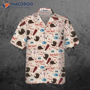 seamless pattern of baseball equipt hawaiian shirt button up shirt for and cool gift 2