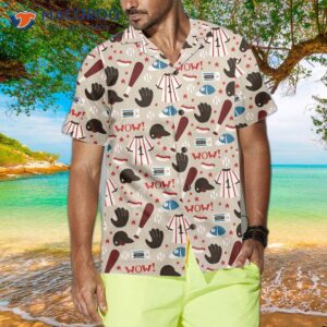 seamless pattern of baseball equipt hawaiian shirt button up shirt for and cool gift 3