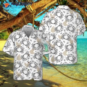 Seamless Pattern With Crabs And Leaves Hawaiian Shirt, Unique Crab Print Shirt For Adults