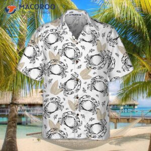 seamless pattern with crabs and leaves hawaiian shirt unique crab print shirt for adults 2