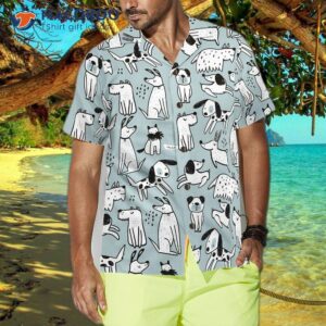 seamless pattern with cute hawaiian dogs shirt 3