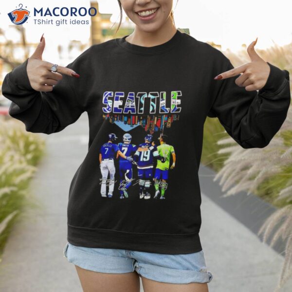Seattle Skyline City Players Signatures Shirt