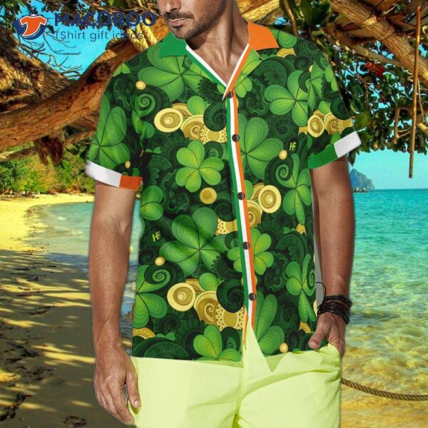 Shamrock And Gold Coins Are Symbols Of Saint Patrick’s Day In Ireland Hawaiian Shirts Often Worn To Celebrate The Holiday.