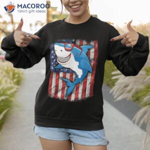 shark 4th of july american flag boys jawsome shirt sweatshirt 1