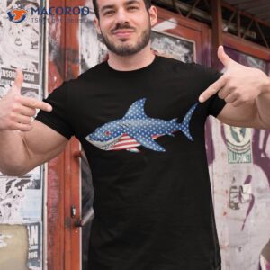 shark 4th of july american flag usa boys girls kids toddlers shirt tshirt 1