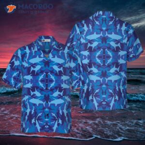Shark-blue Camouflage-pattern Hawaiian Shirt