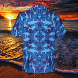 Shark-blue Camouflage-pattern Hawaiian Shirt