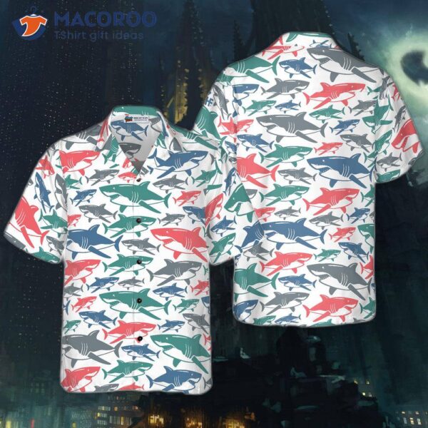 Shark-patterned Fourteen Hawaiian Shirt