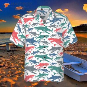 shark patterned fourteen hawaiian shirt 3