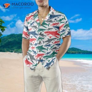 shark patterned fourteen hawaiian shirt 4