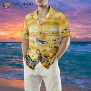 shark printed hawaiian beach shirt 4