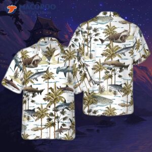 Shark-printed Hawaiian Shirt