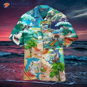 Sharks And Beach Vintage Hawaiian Collar Shirts