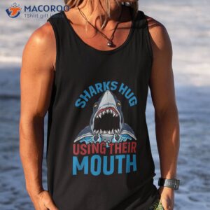 sharks hug using their mouth shark sea ocean creature shirt tank top