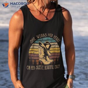 she wears her heart on sleeve beautiful crazy boots hat shirt tank top