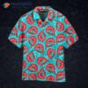 Shrimp-printed Blue Hawaiian Shirts