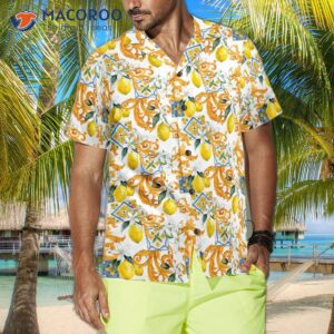 sicilian style lemon print hawaiian shirt 2