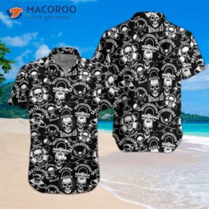 skateboard emblems in monochromatic hawaiian style shirt 3